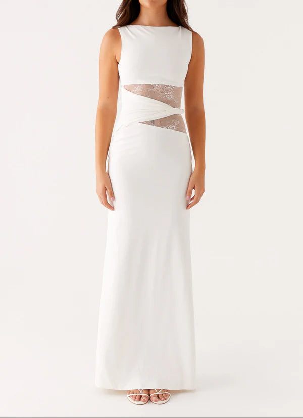 LACE CUT-OUT MAXI DRESS
