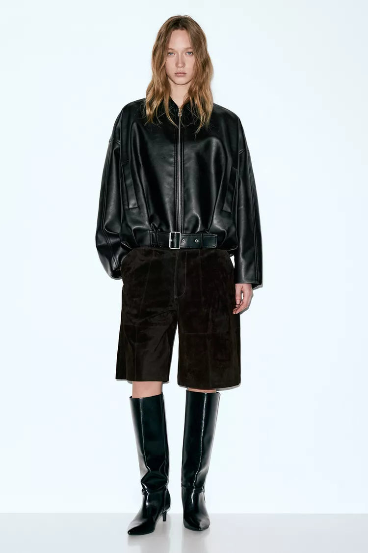 FAUX LEATHER BIKER JACKET