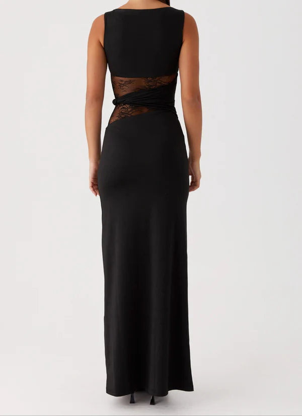 LACE CUT-OUT MAXI DRESS