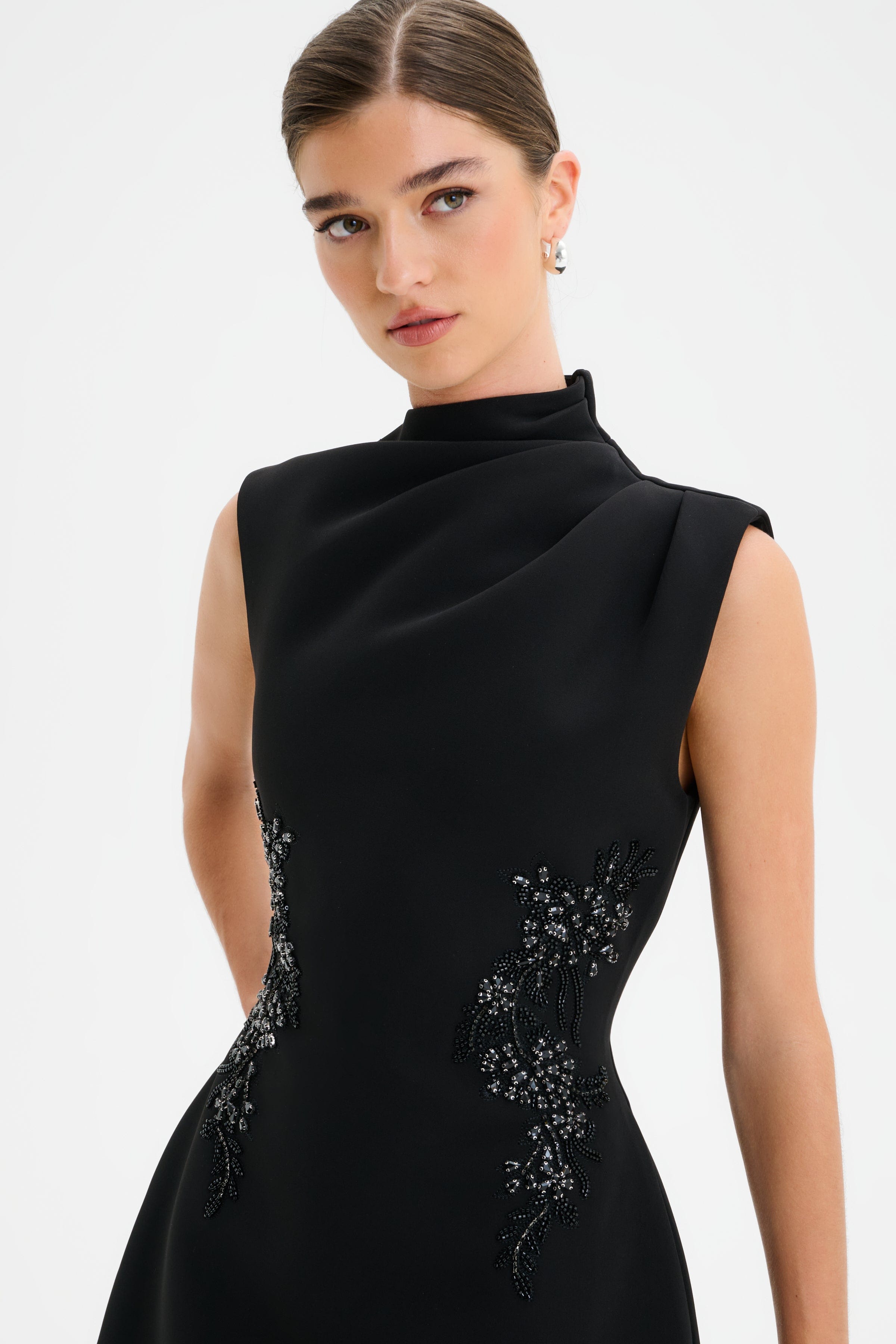 AMBAR ASYMMETRIC MINI DRESS - BLACK