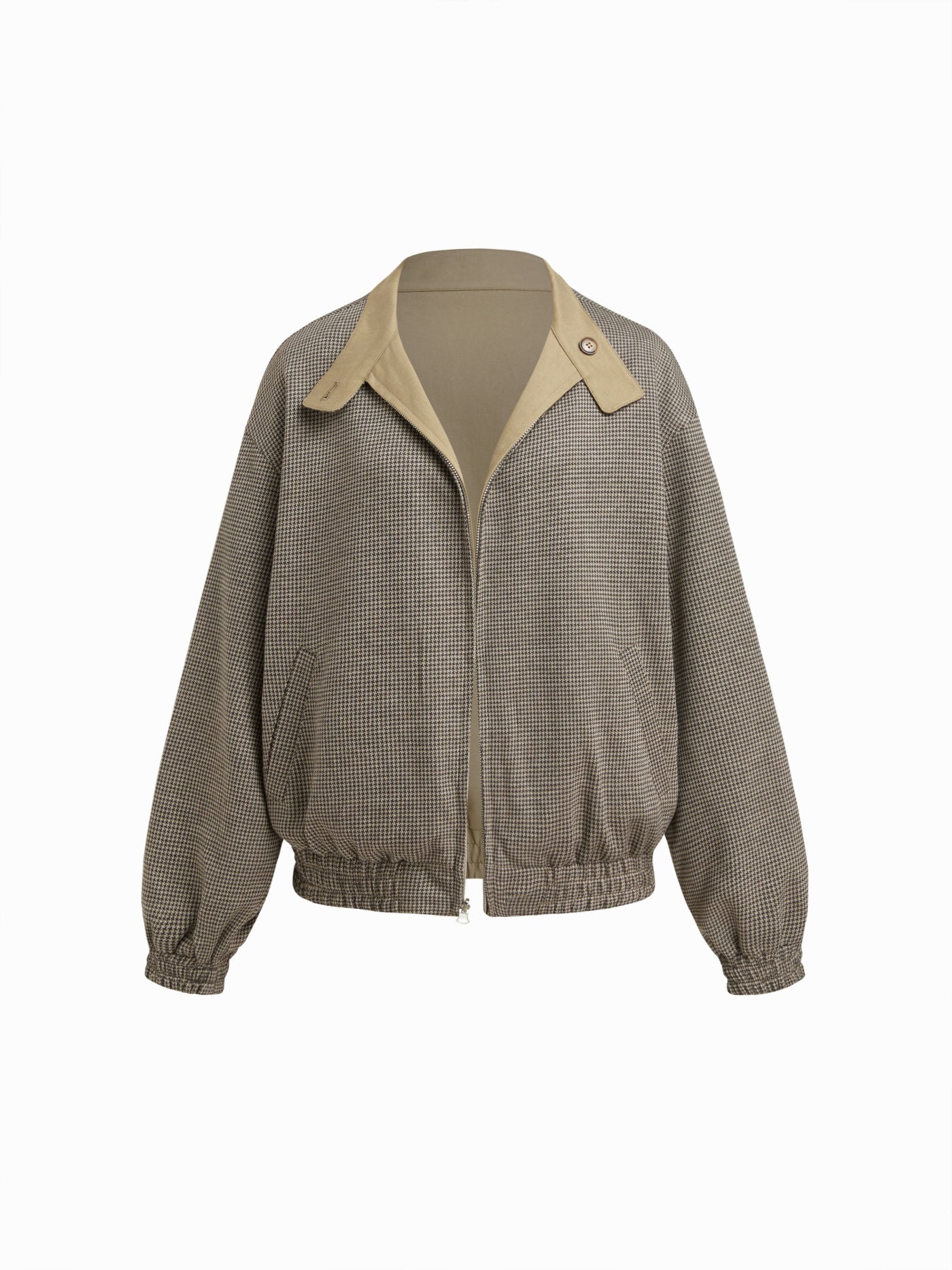 REVERSIBLE HOUNDSTOOTH BOMBER JACKET