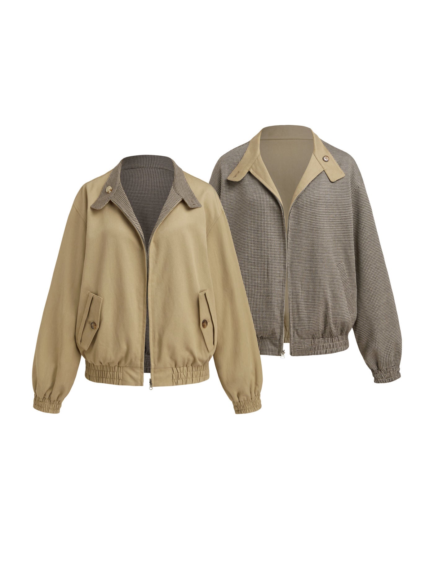 REVERSIBLE HOUNDSTOOTH BOMBER JACKET