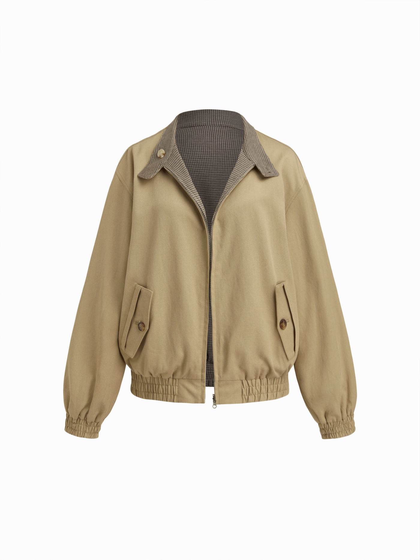 REVERSIBLE HOUNDSTOOTH BOMBER JACKET